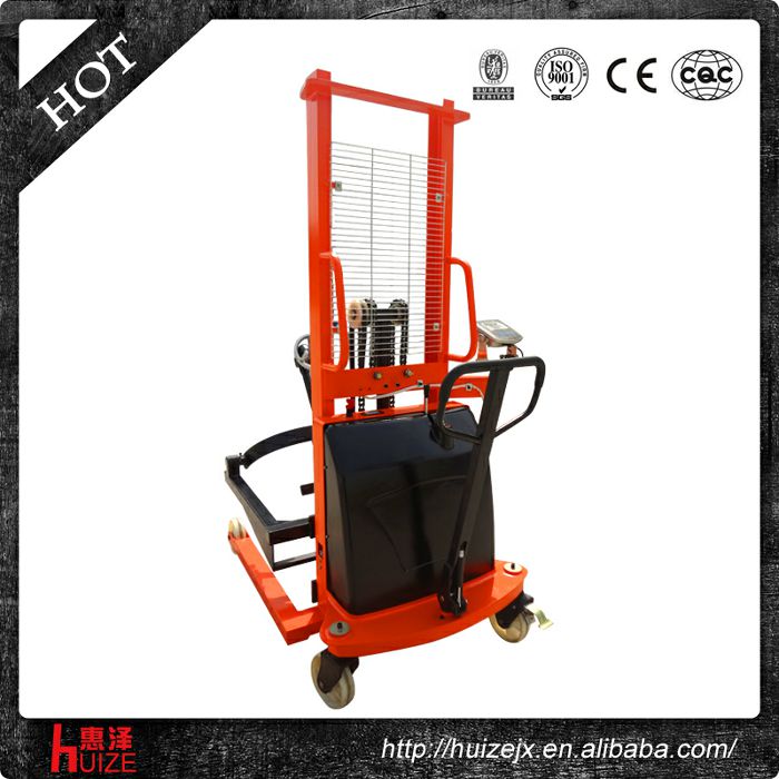 半電動稱重油桶車（夾鐵桶，手搖翻轉(zhuǎn)倒料）